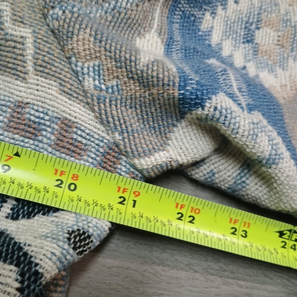 Vintage New Identity Tapestry Blue Aztec Heavy Blazer Jacket Cropped Boxy Size S - Picture 7 of 9